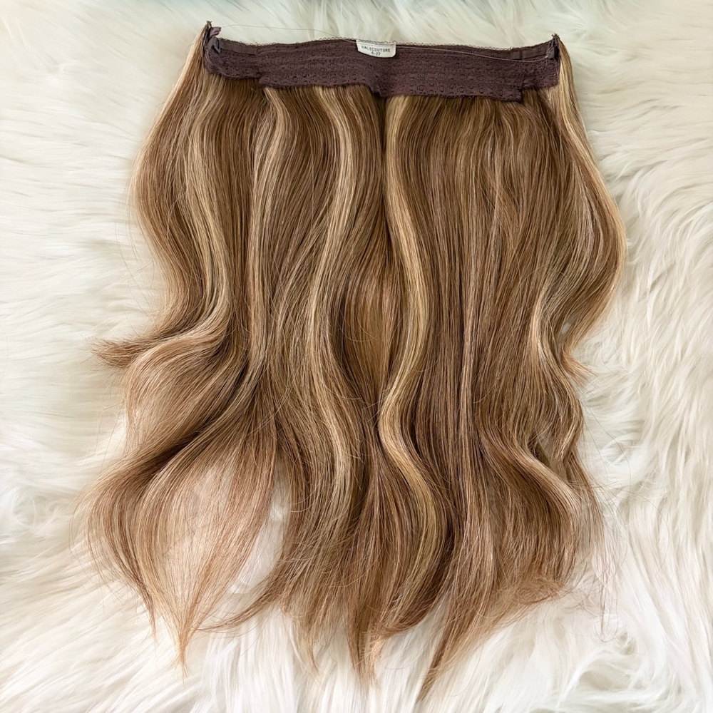 HaloCouture Hair Extension 16 in 4-27 Medium Brown w Highlights - Picture 5 of 14